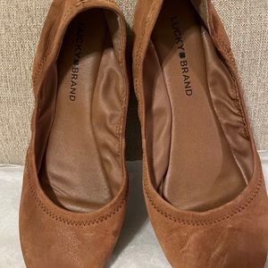 Lucky Brand Emmie Size 8 Slip On Casual Ballet Flats Brown Suede